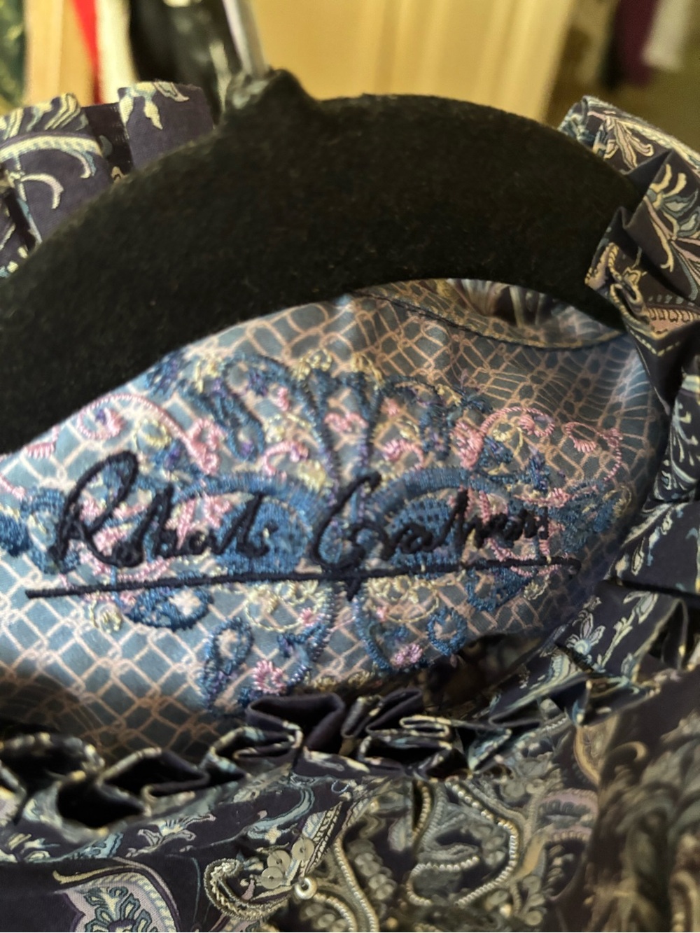 Robert Graham Navy and Blue Paisley Lined Shirt - Picture 6 of 7